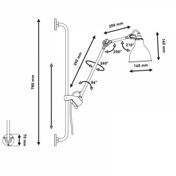 Dimensions applique n°210 GRAS by MEGALUX33