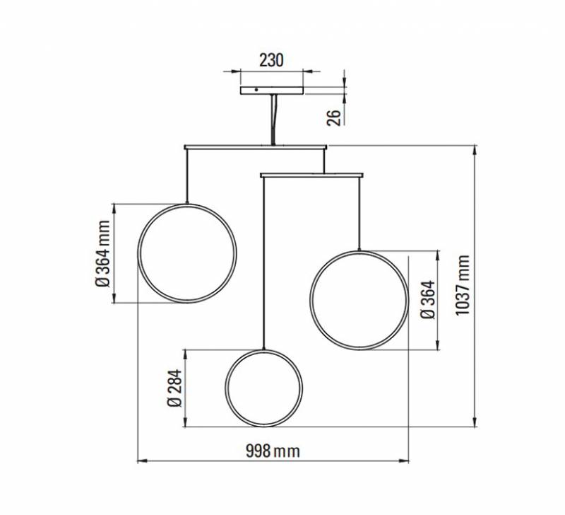 Dimensions suspensions FOCUS x3 DCW Editions by MEGALUX 33 Bordeaux