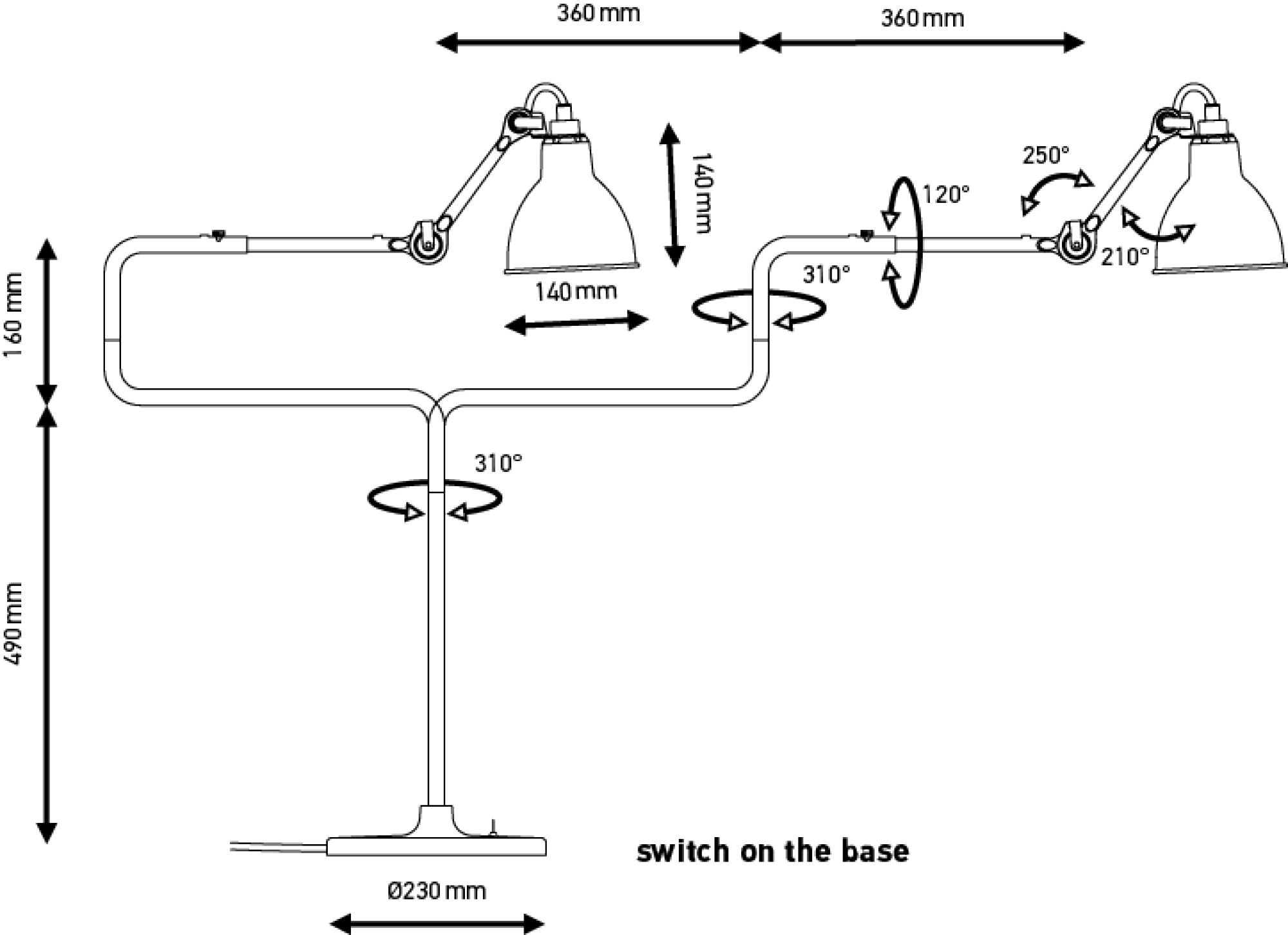 Lampe GRAS N°317, DCW Editions schéma technique by MEGALUX33