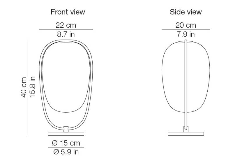 Dimensions lampe à poser LANNA KUNDALINI BY MEGALUX 33 BORDEAU