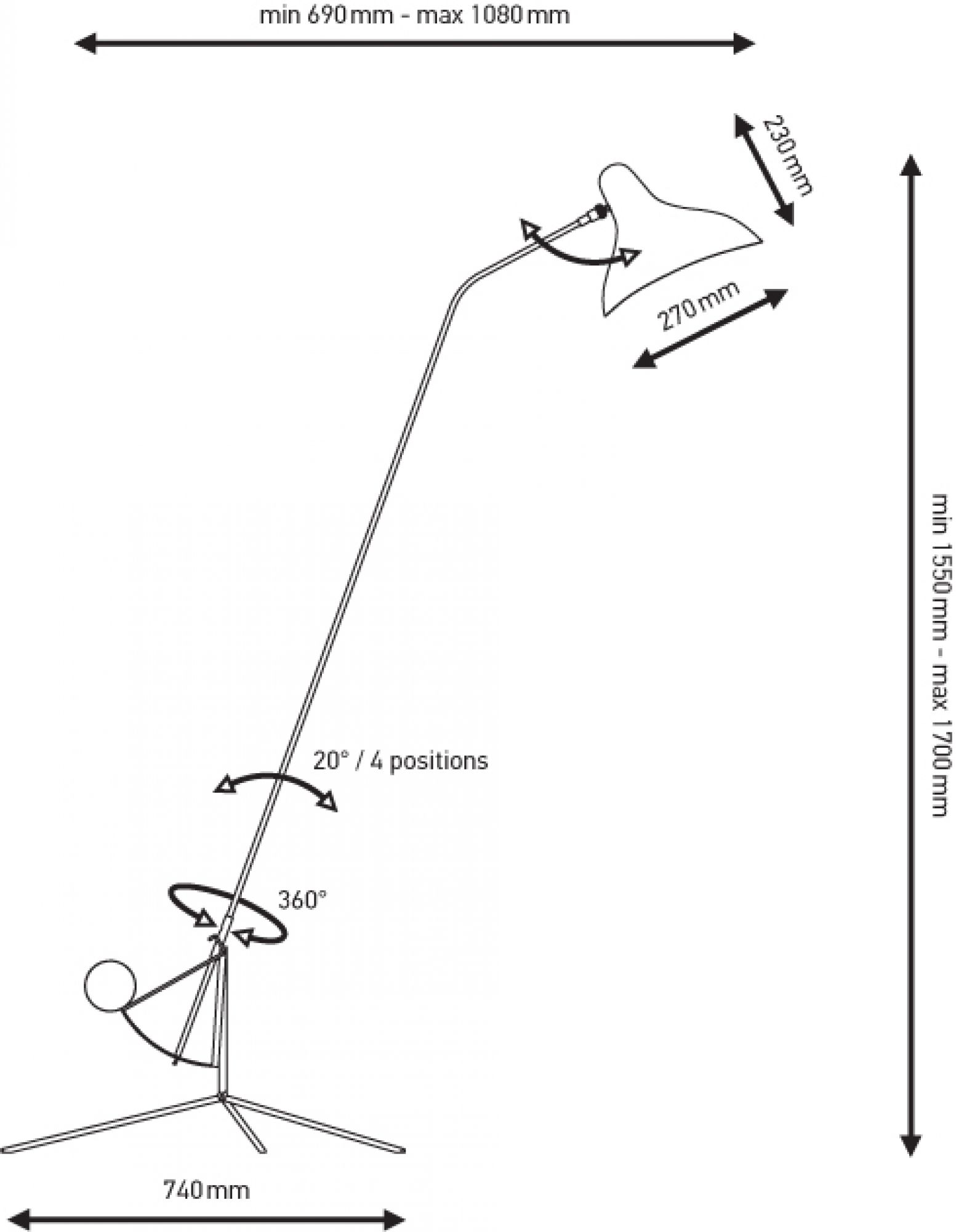 Lampadaire MANTIS BS1 schéma technique by MEGALUX33